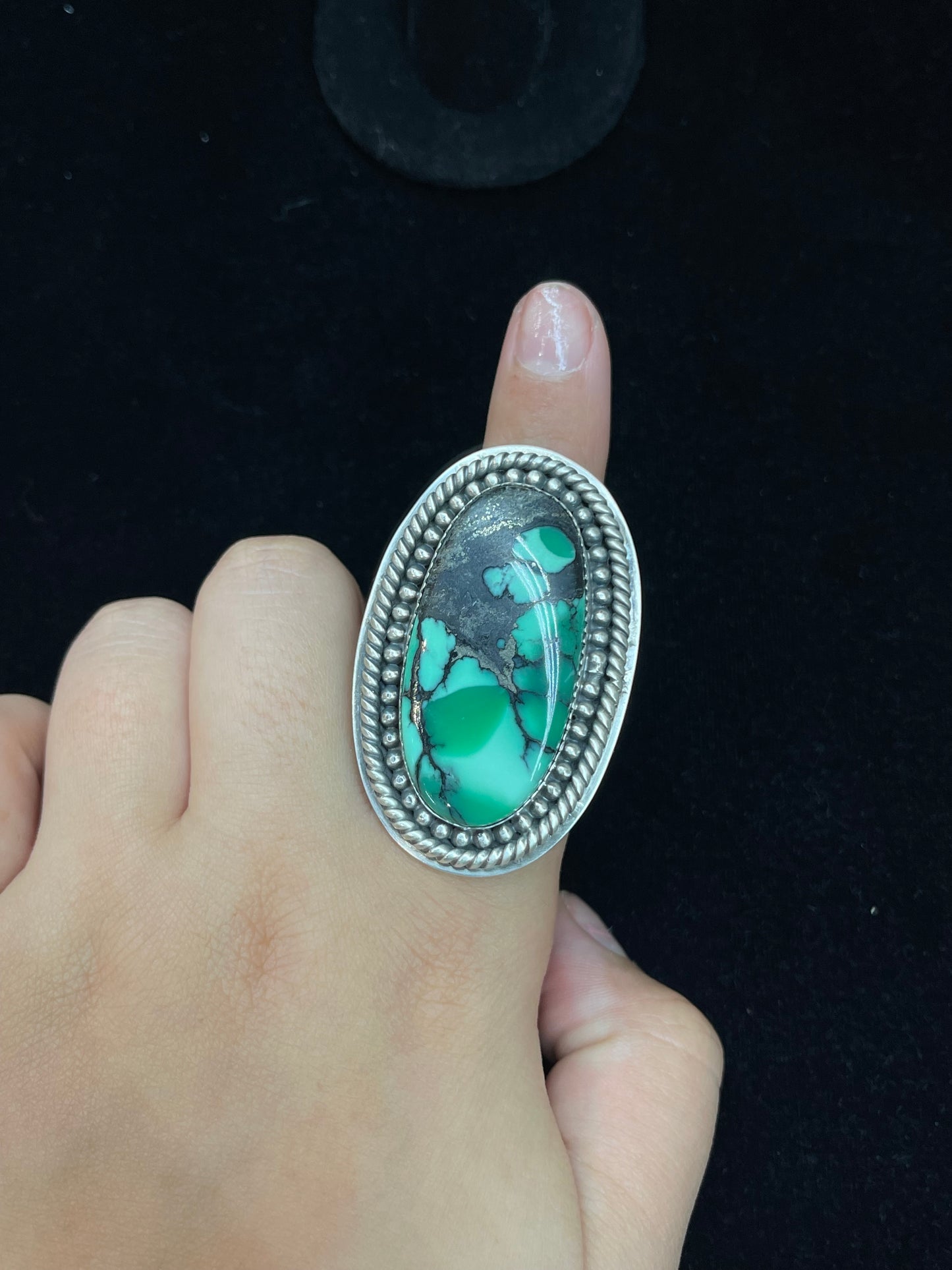 Adjustable Emerald Rose Turquoise Ring by J. Piaso Jr. ,Navajo