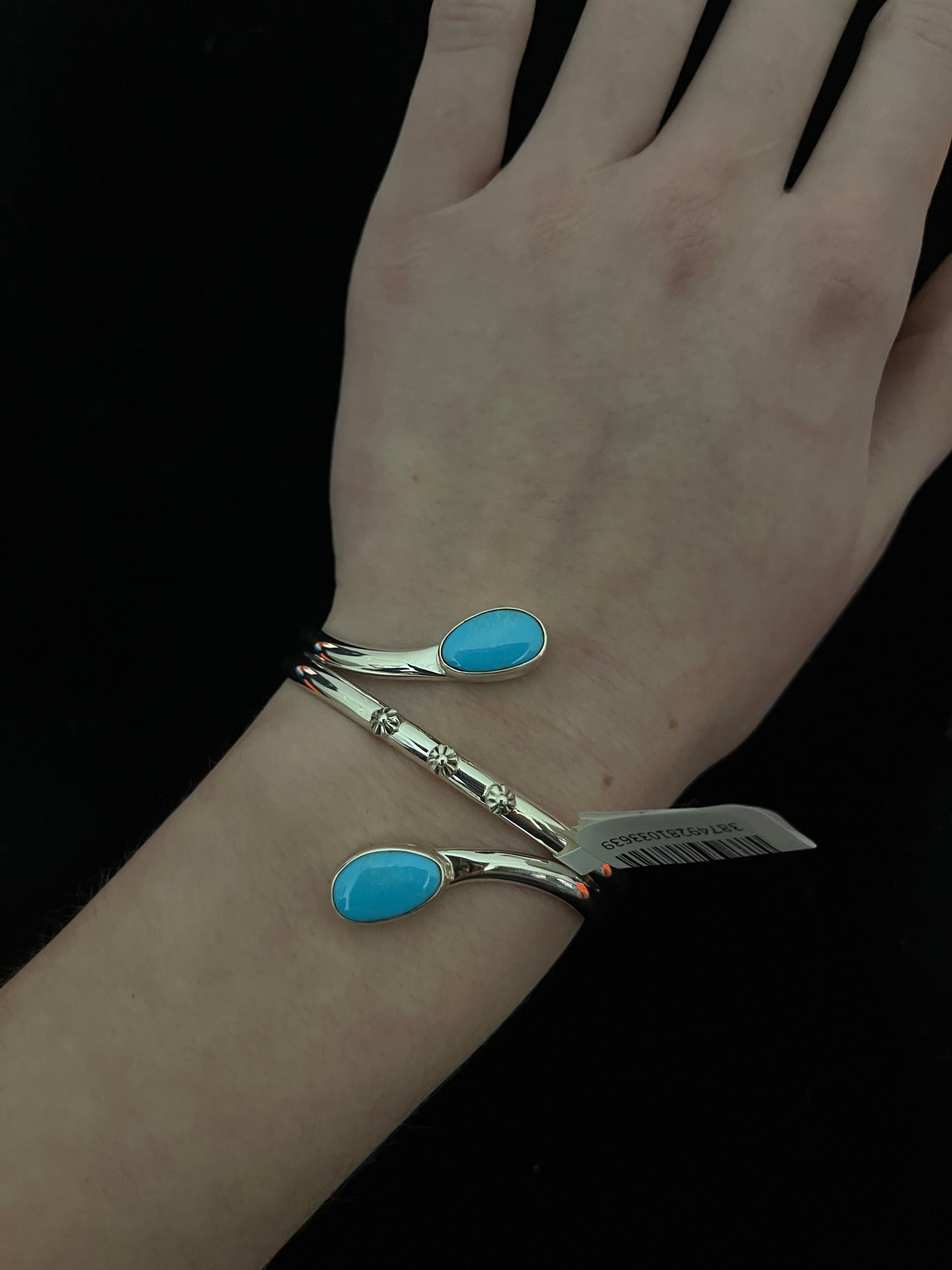 6"-7" 2 Stone Turquoise Cuff by Thomas Yazzie, Navajo