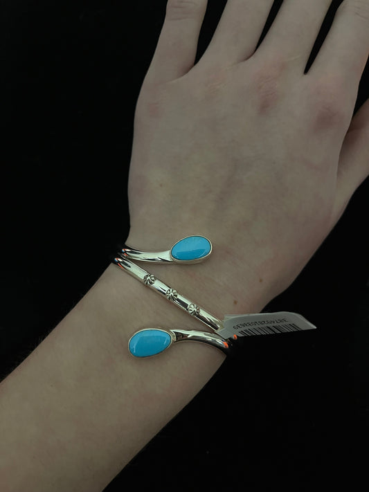 6"-7" 2 Stone Turquoise Cuff by Thomas Yazzie, Navajo