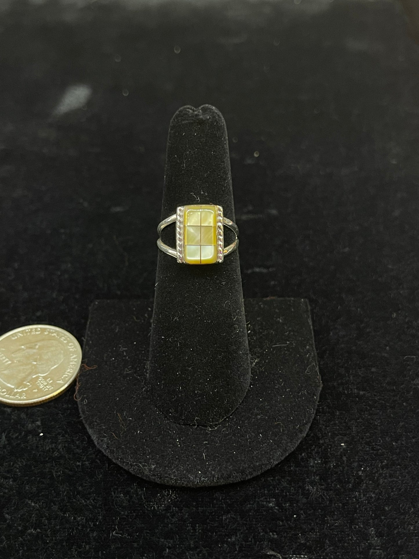 Yellow Opal Rectangle Ring