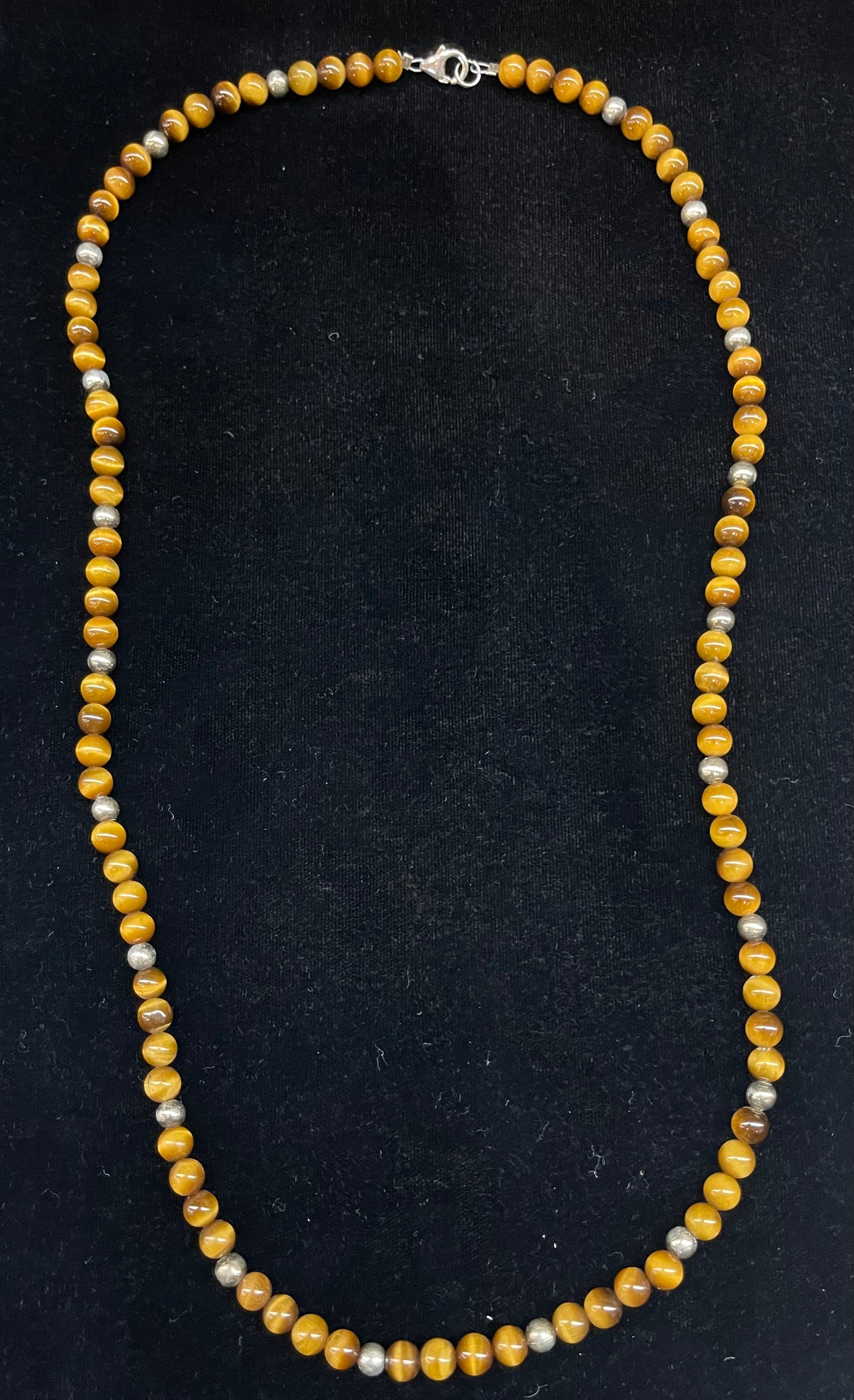 24" Tigers Eye and Navajo Pearls Necklace