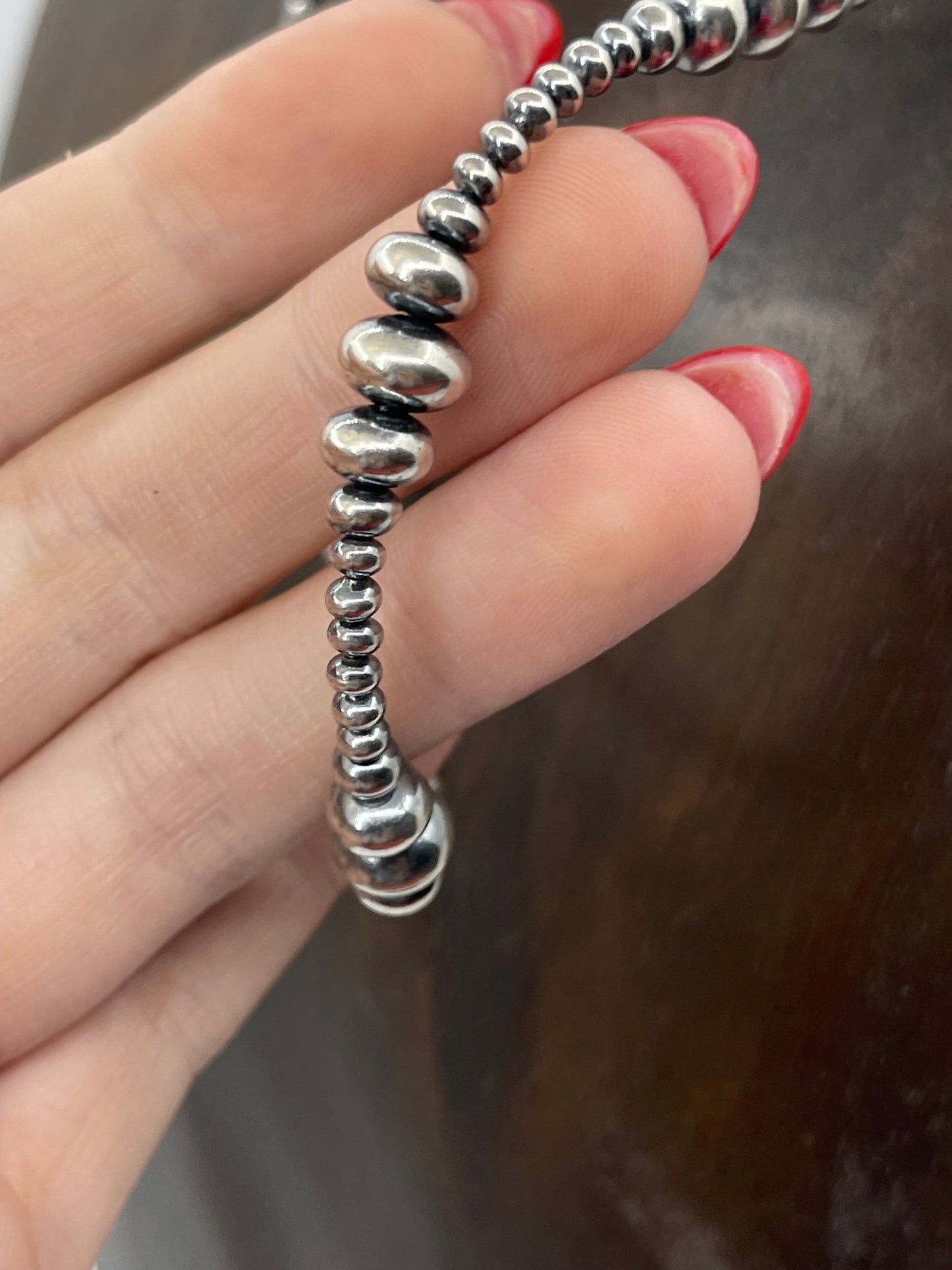 16" 3mm-8mm Varied Rondelle Navajo Pearls Necklace