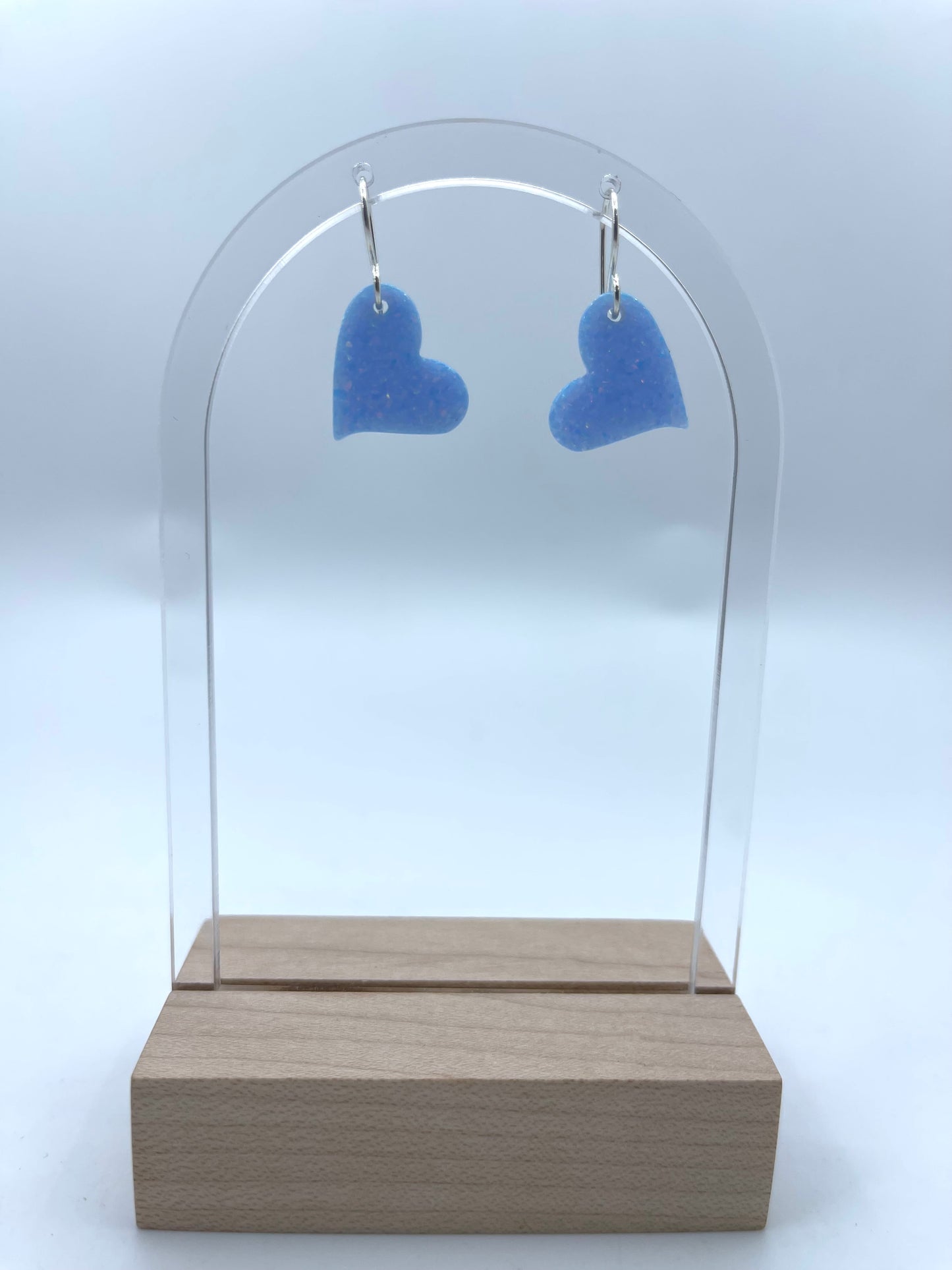 Blue Opal Heart Slab Earrings