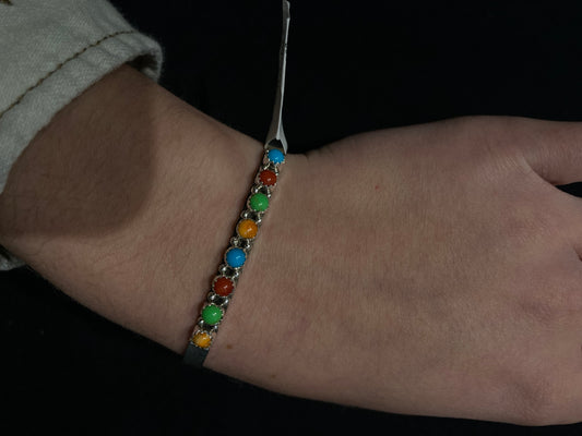 5 3/4"-7" Multi Stone Cuff by Sean Yazzie, Navajo