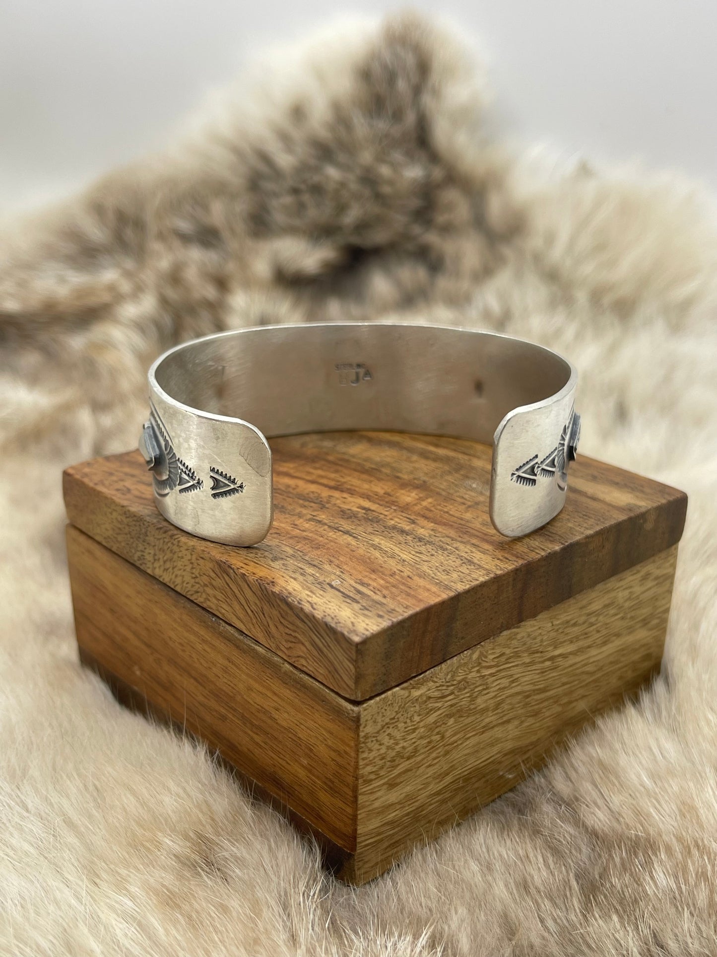 3/4" Wide All Silver Band with Designs by Boyd J. Ashley, Navajo