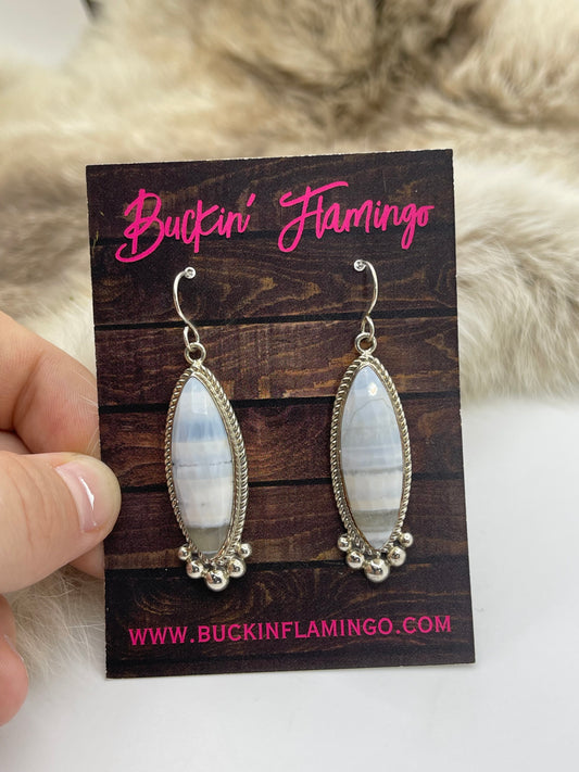 Botswana Blue Agate Earrings by Shirley Henry, Navajo