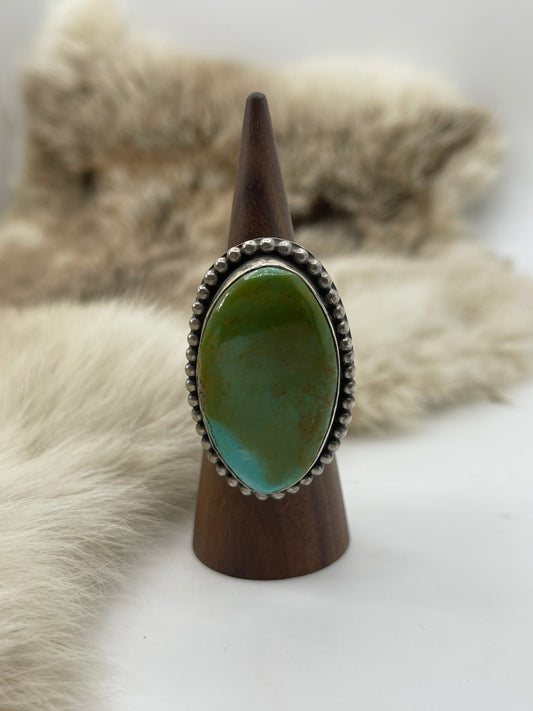Adjustable Royston Turquoise Ring by Delbert Secatero