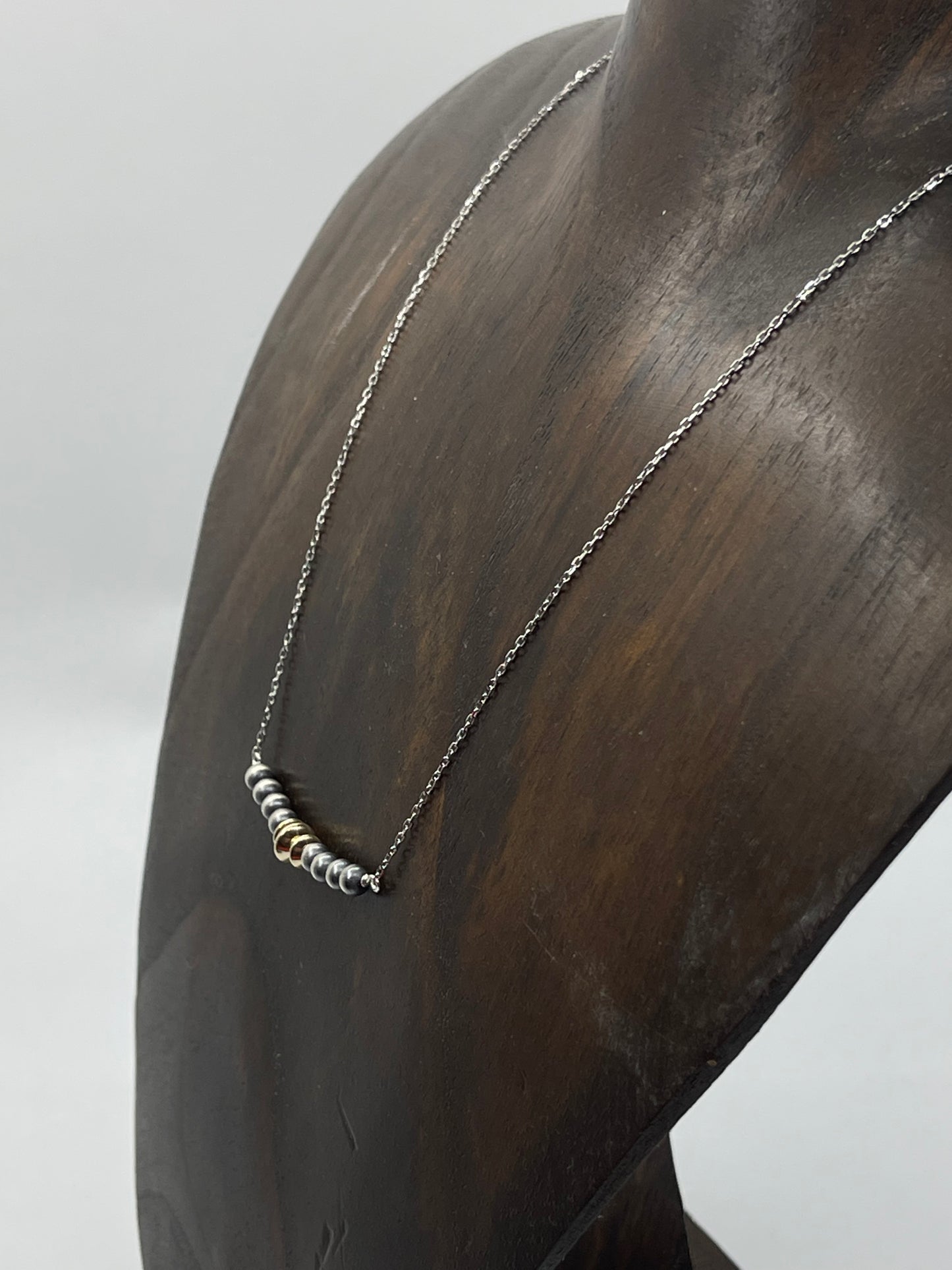 16" 4mm Navajo Pearls and 5mm 14k Gold Filled Beaded Necklace