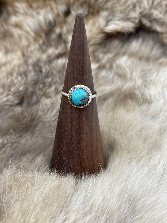 5.0 Circle Turquoise Ring by Esther White, Navajo