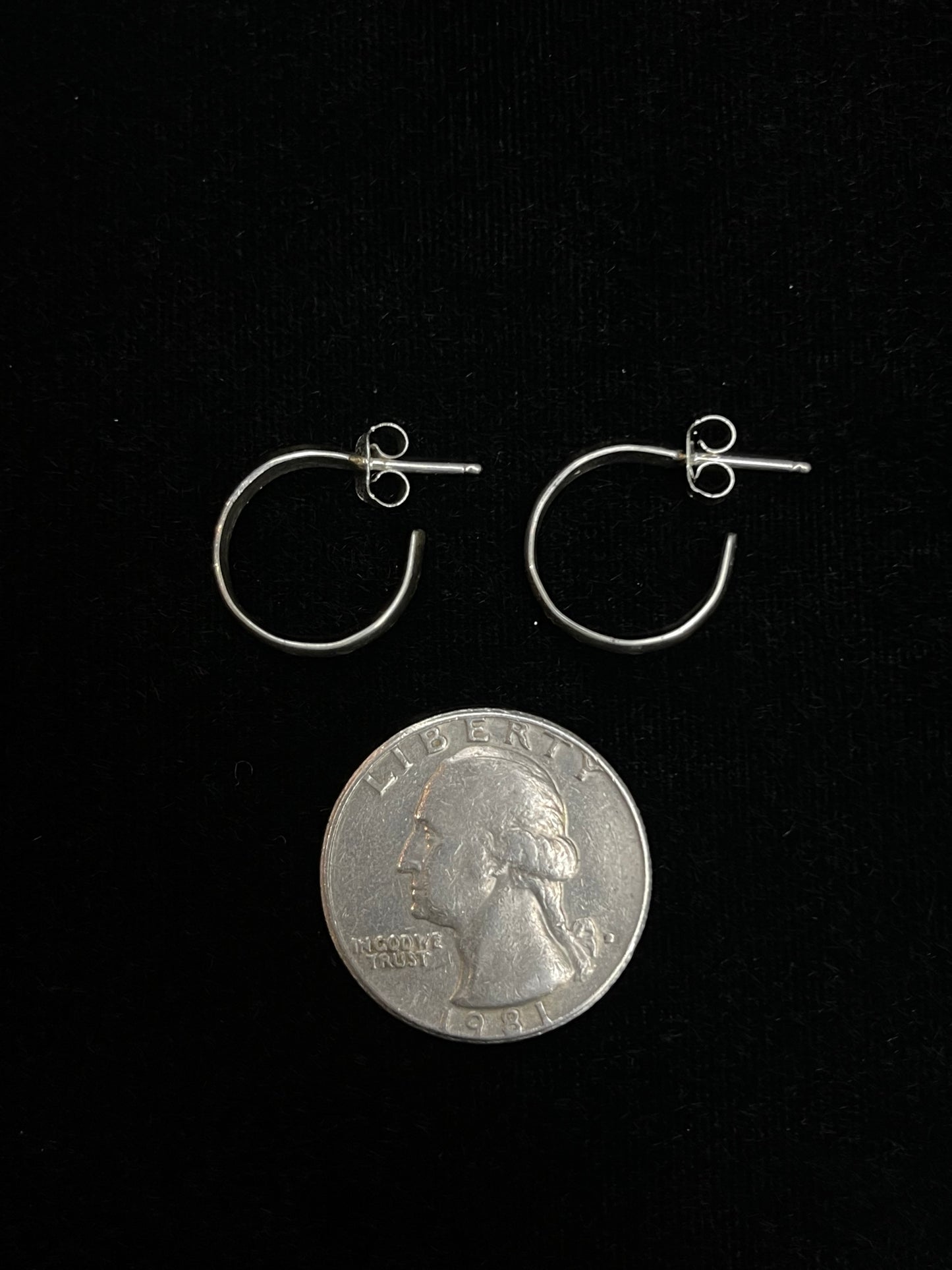 Small Silver Hoops with Stamping by Elaine Tahe, Navajo