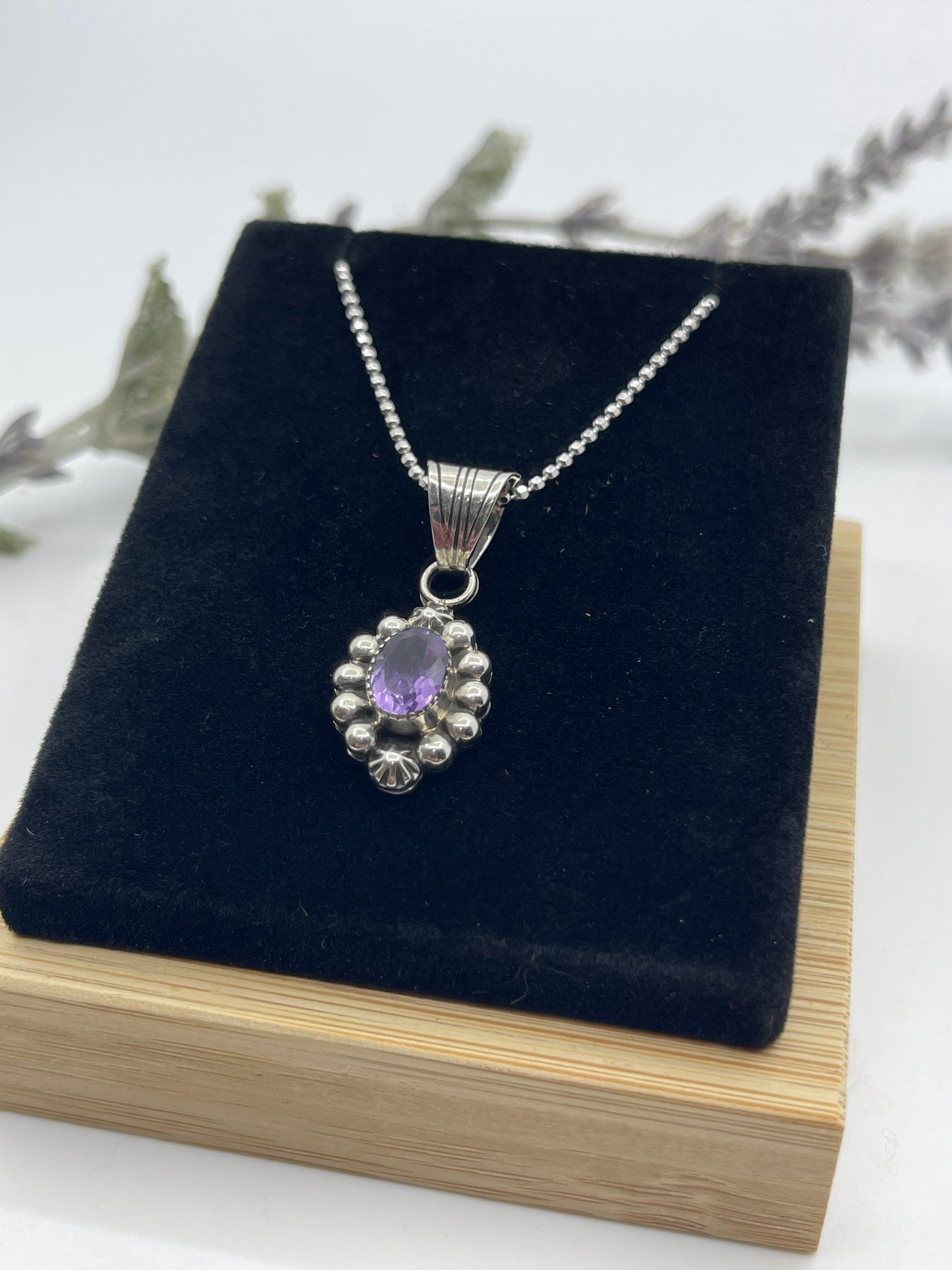 18"+3" Amethyst Necklace by Mike Smith, Navajo