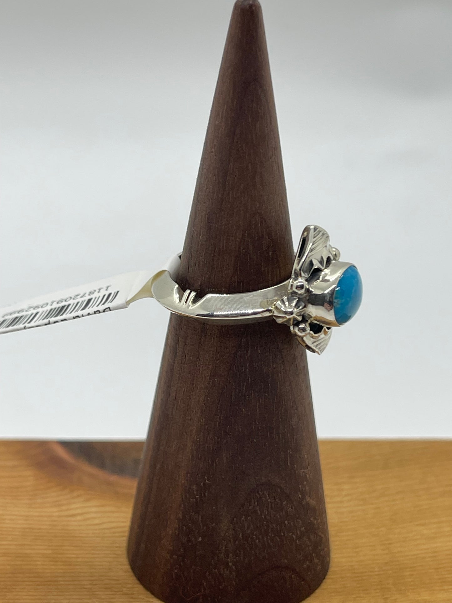 7.0 Turquoise Triangle Wire Ring by David Lopez, Navajo