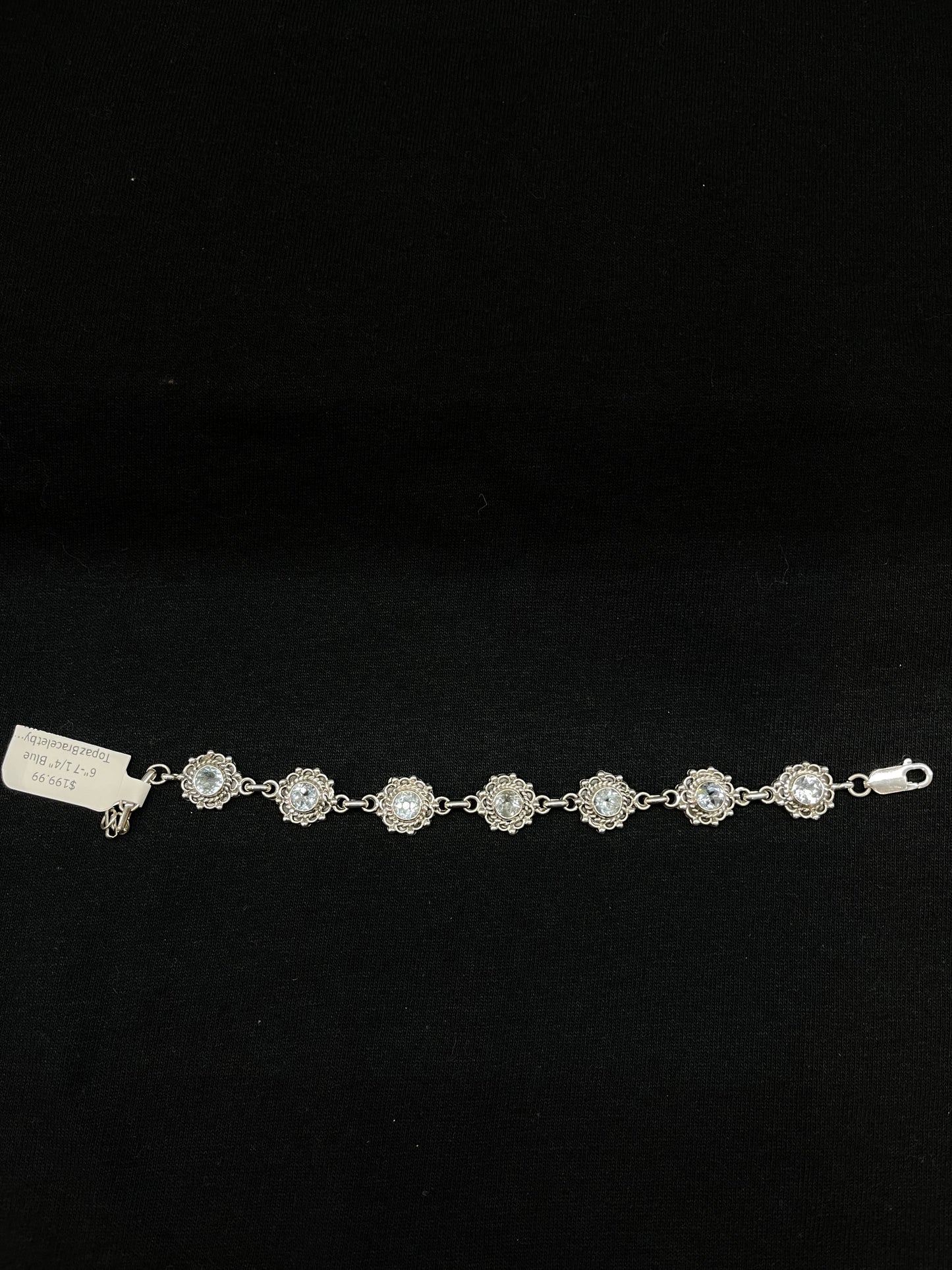 6"-7 1/4" Blue Topaz Bracelet by Charlene Yazzie, Navajo