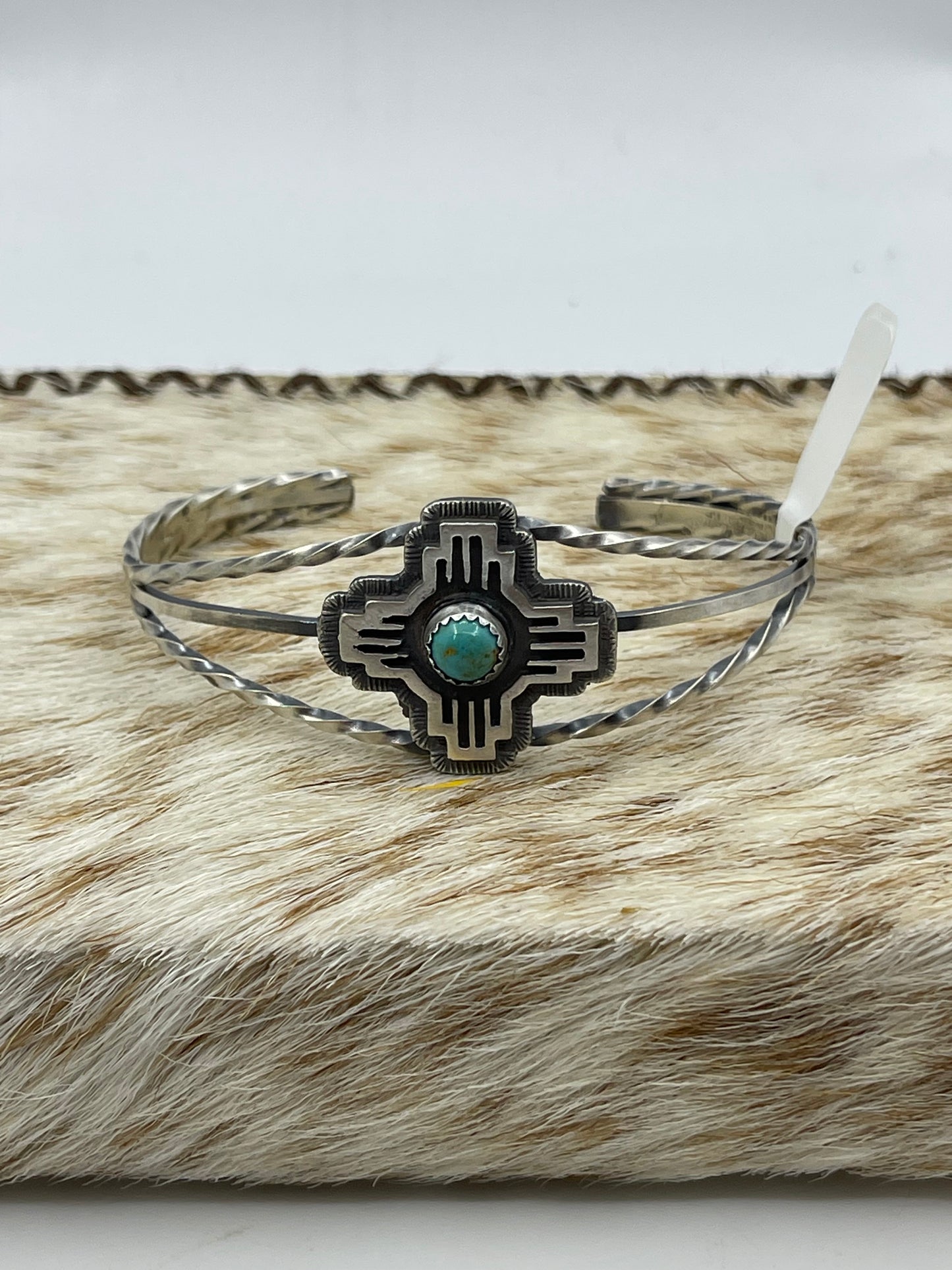 5 3/4”-7 3/4” Turquoise Zia Symbol Cuff by Robert Martinez, Navajo