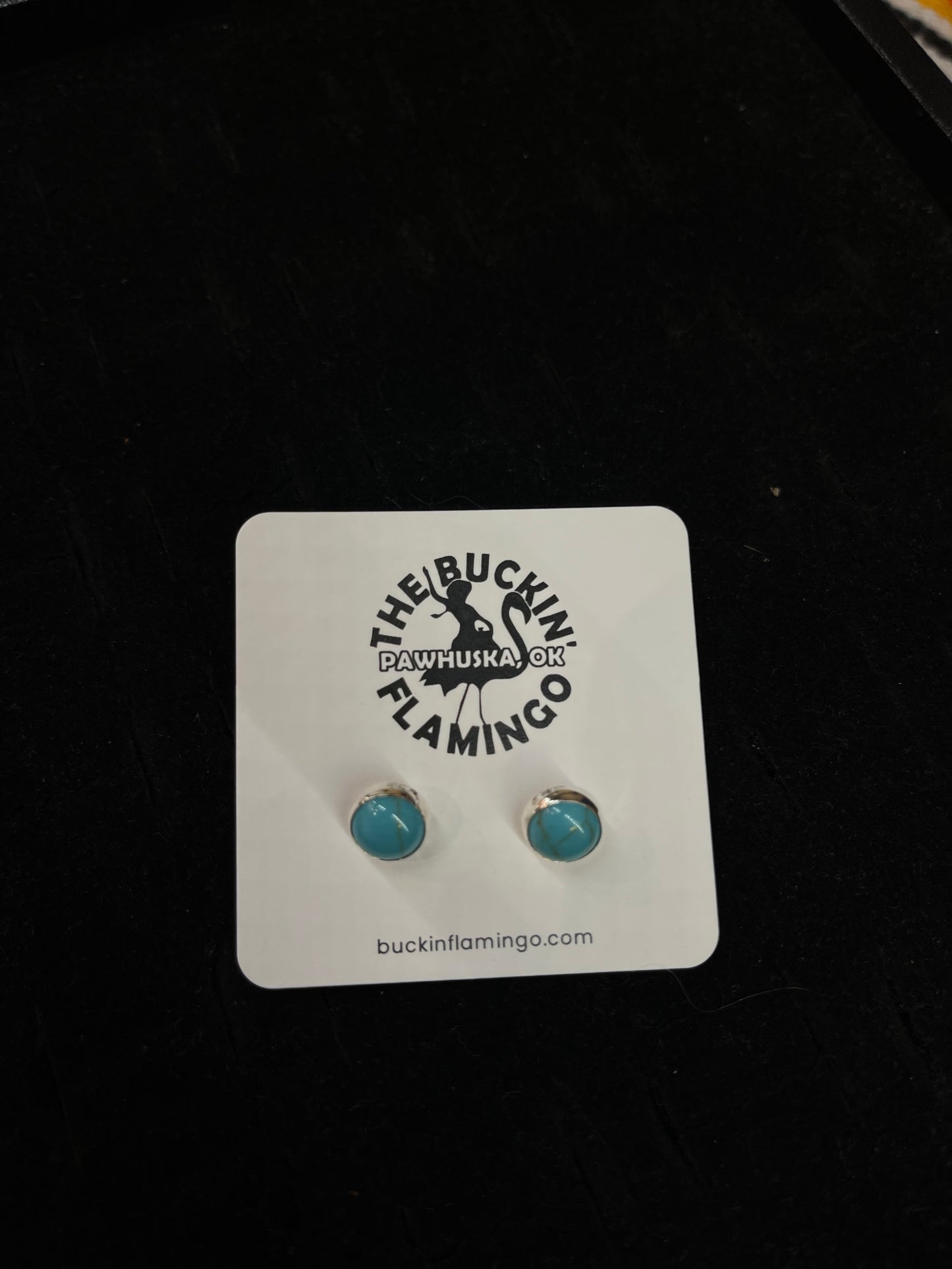 Turquoise Circle Post Earrings