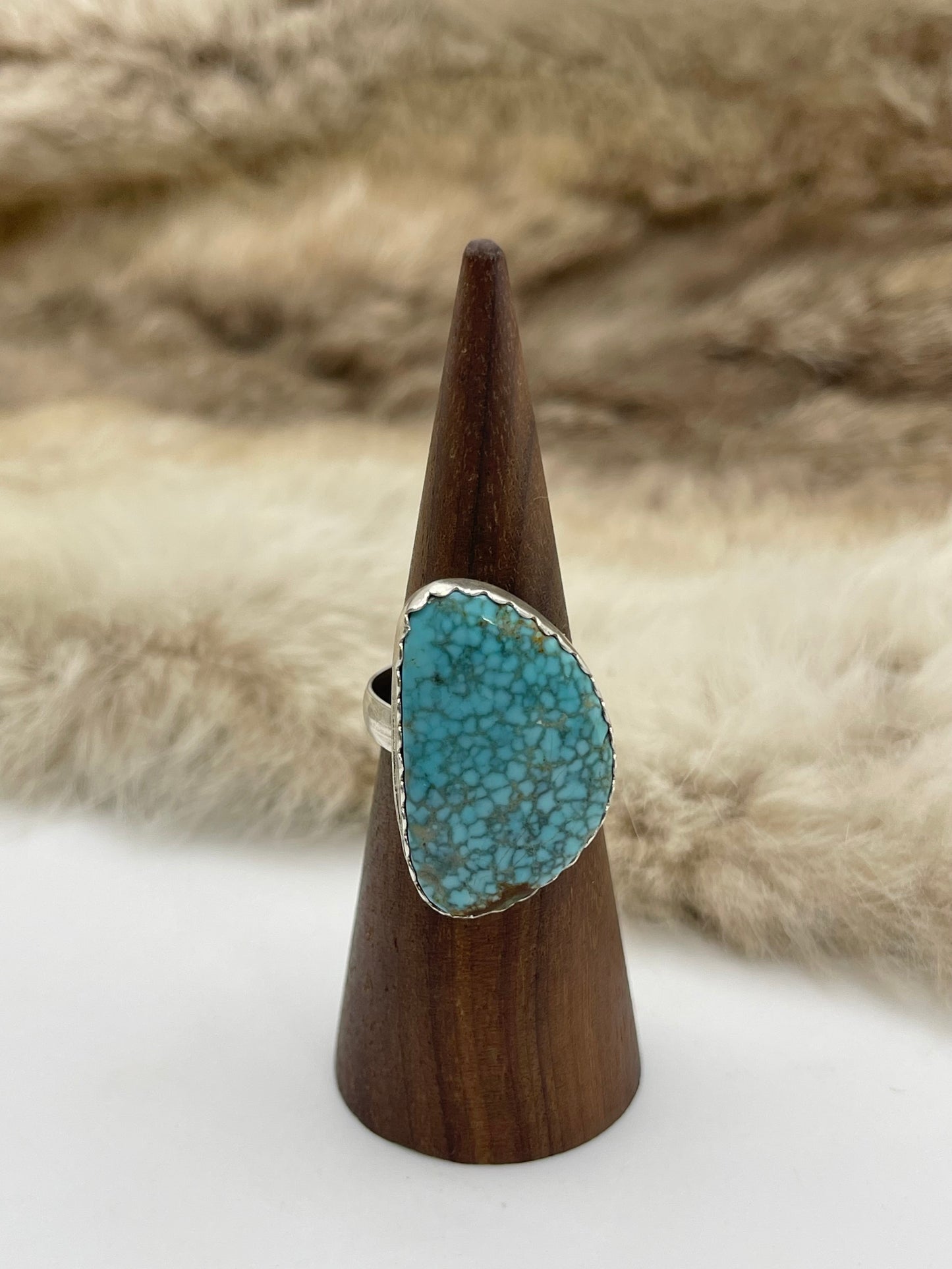 8.0 #8 Turquoise Ring by Carrie Cannon, Kiowa