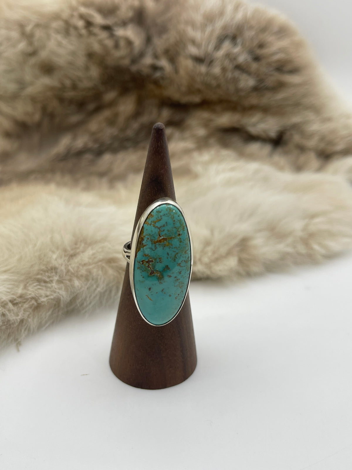 7.0 Kingman Turquoise Ring by Lawrence Willie, Navajo