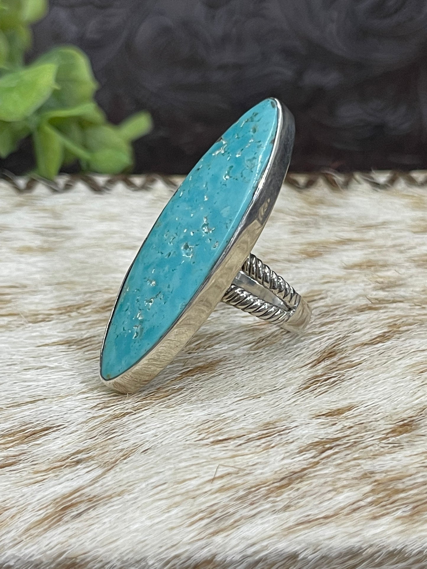 8.0 Kingman Turquoise Oval Ring