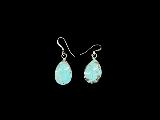 Turquoise Tear Drop Dangle Earrings by Sadie Jim, Navajo