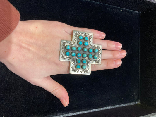 Sterling Silver Cross Turquoise Ring