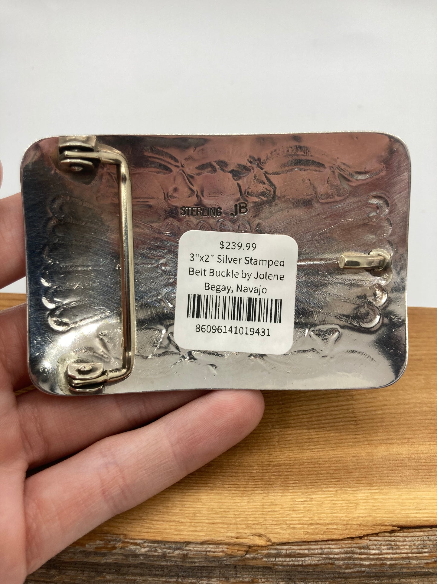 3"x2" Silver Stamped Belt Buckle by Jolene Begay, Navajo