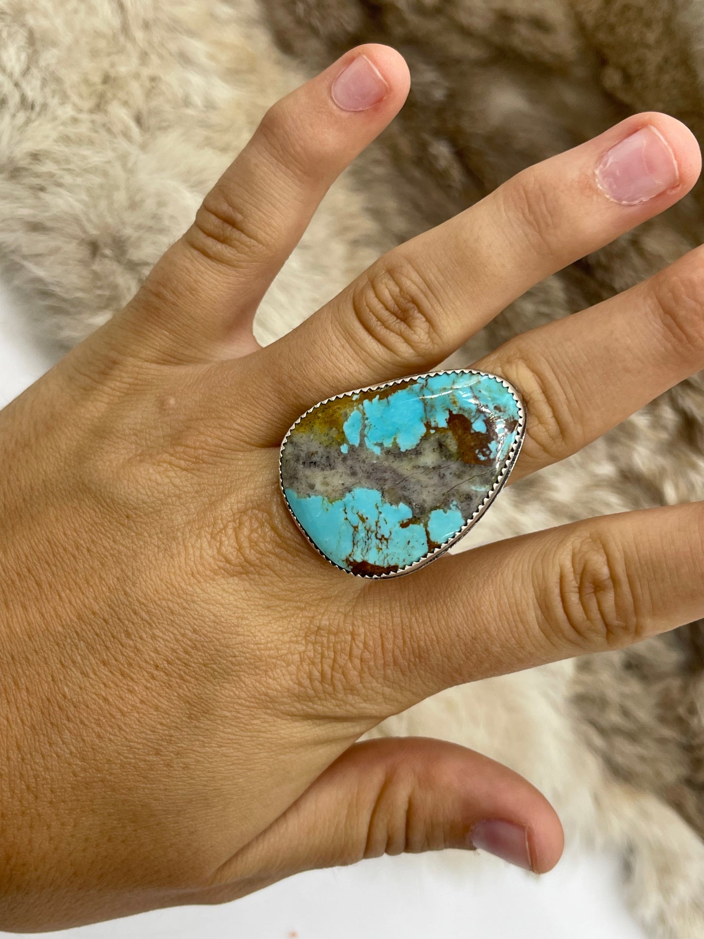 8.5 #8 Turquoise Ring by Carrie Cannon, Kiowa