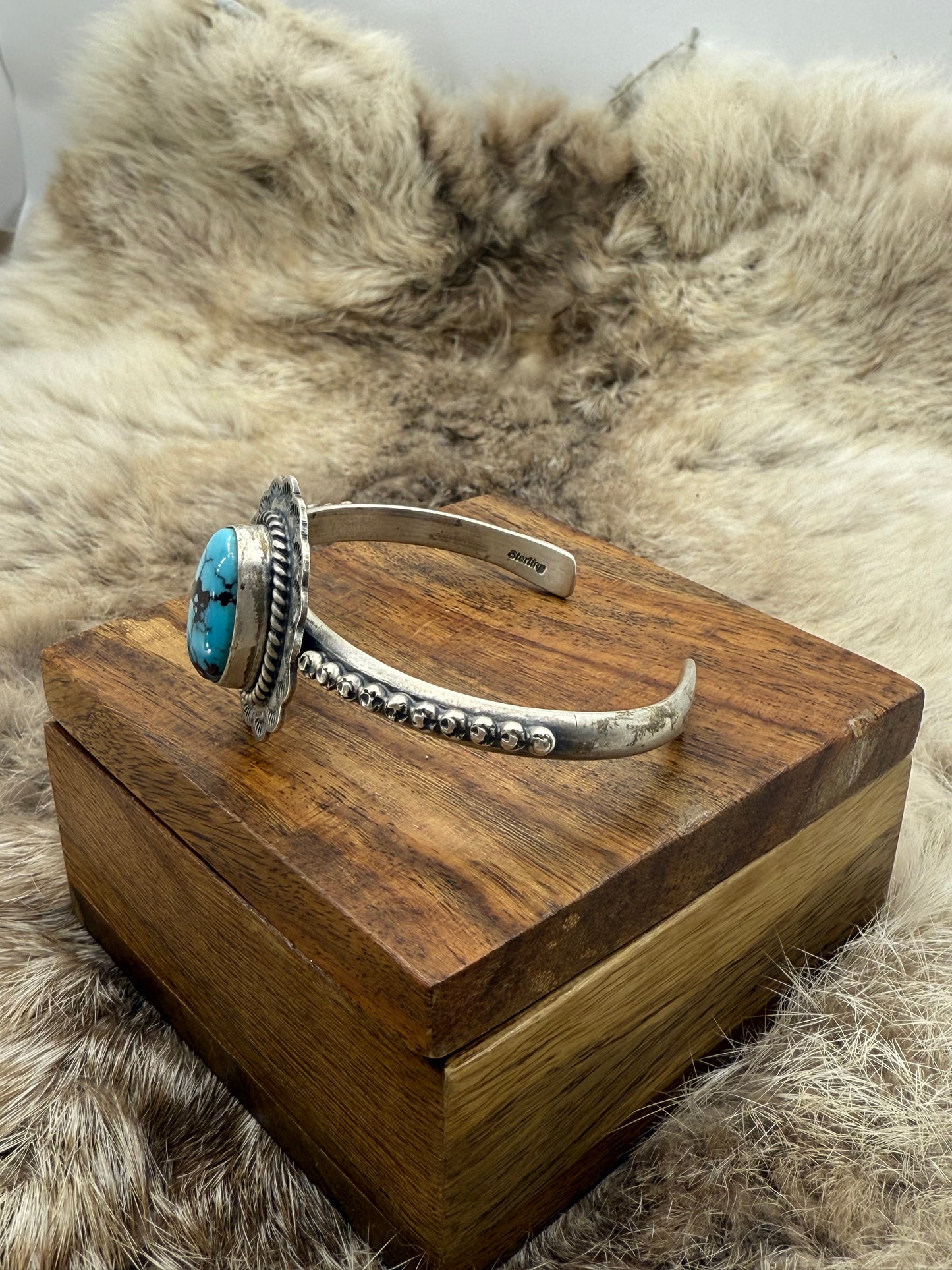 5.5"-6" Kingman Turquoise Bracelet by John Nelson, Navajo
