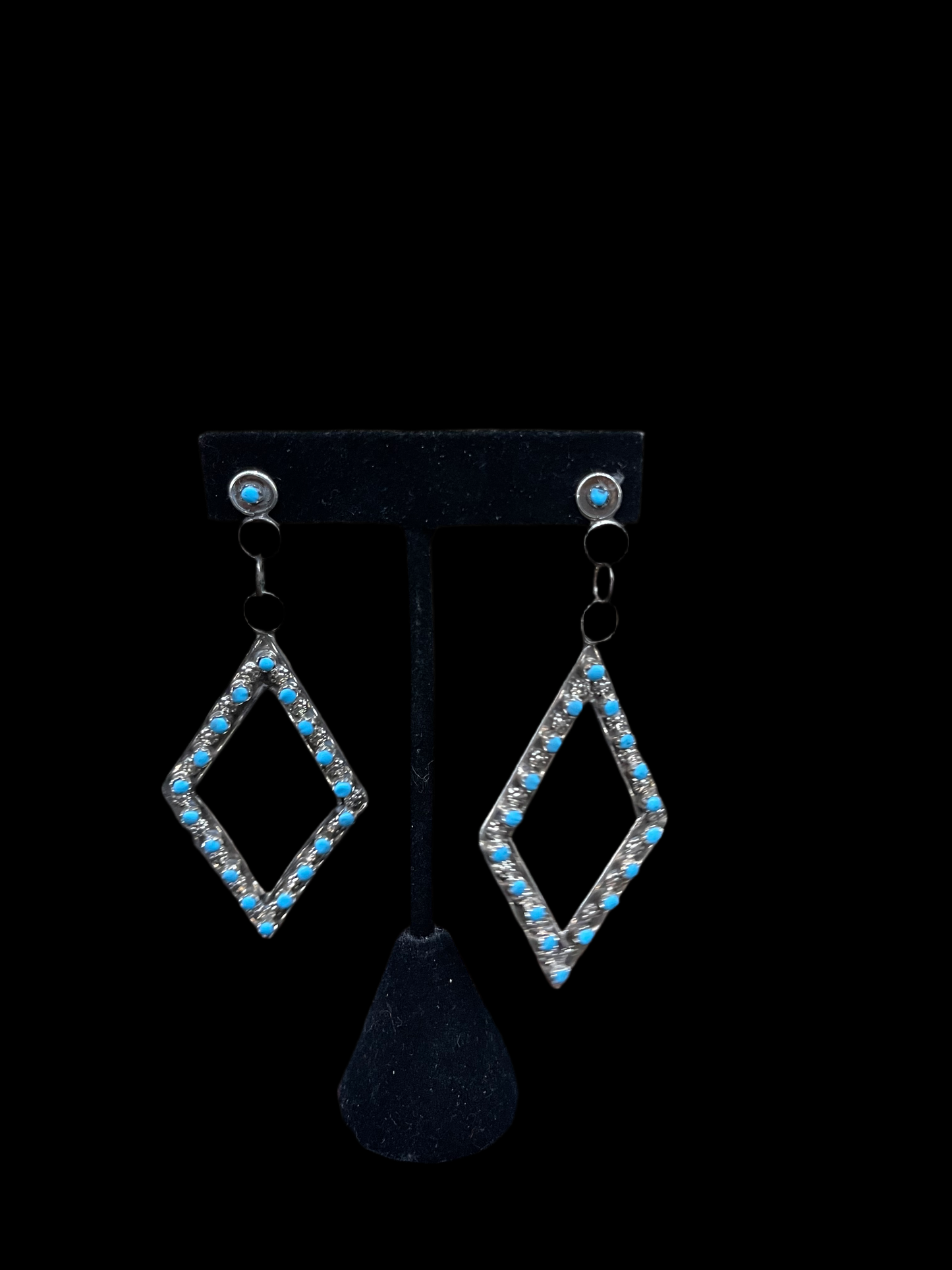 Sleeping Beauty Turquoise Diamond Post Dangle Earrings