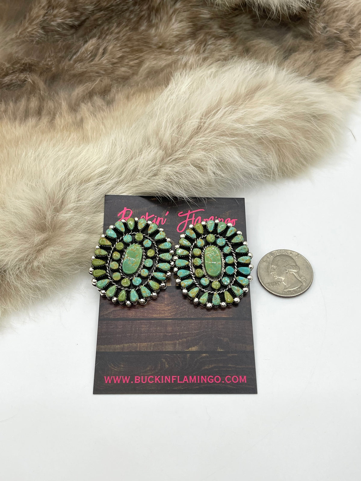 Turquoise Cluster Earrings by Charlene Yazzie, Navajo