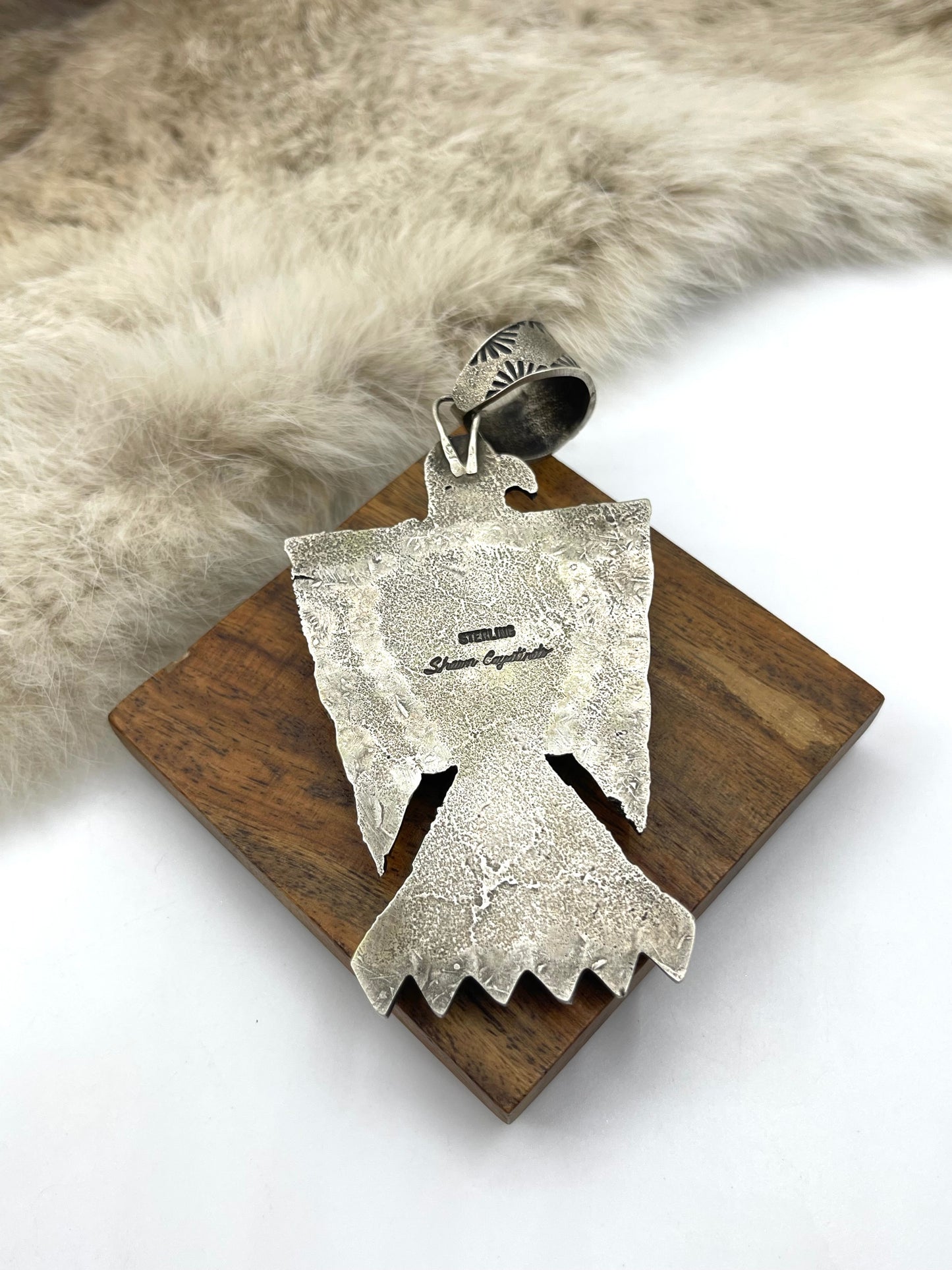 Kingman Web Tufa Cast Thunderbird Pendant w/ 16mm Bail by Shawn Cayatineto, Navajo