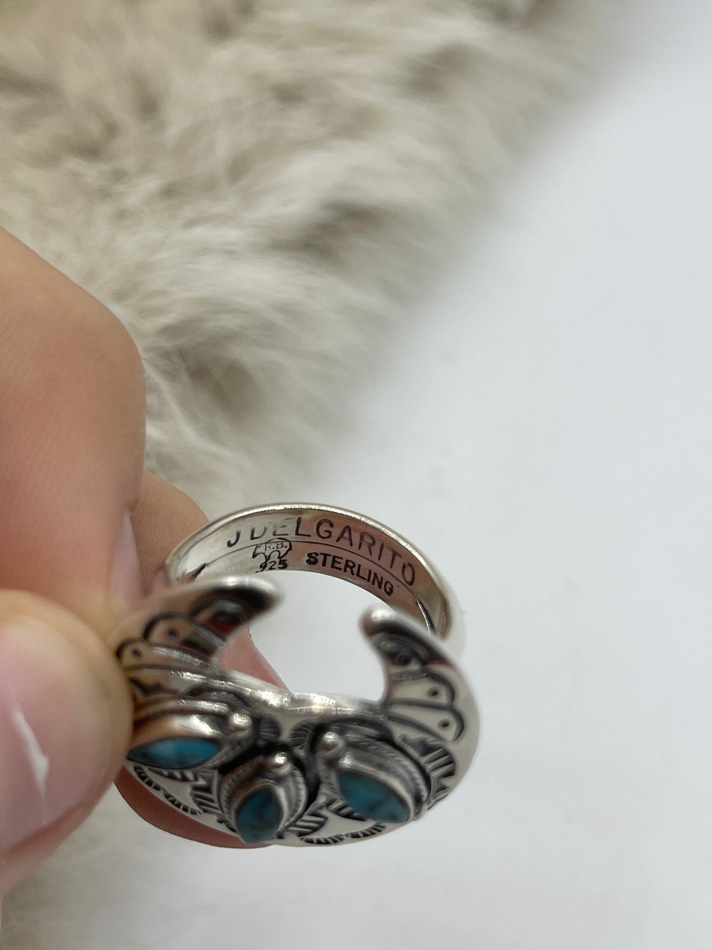 6.5 Naja Ring with Turquoise by Jeremy Delgarito, Navajo
