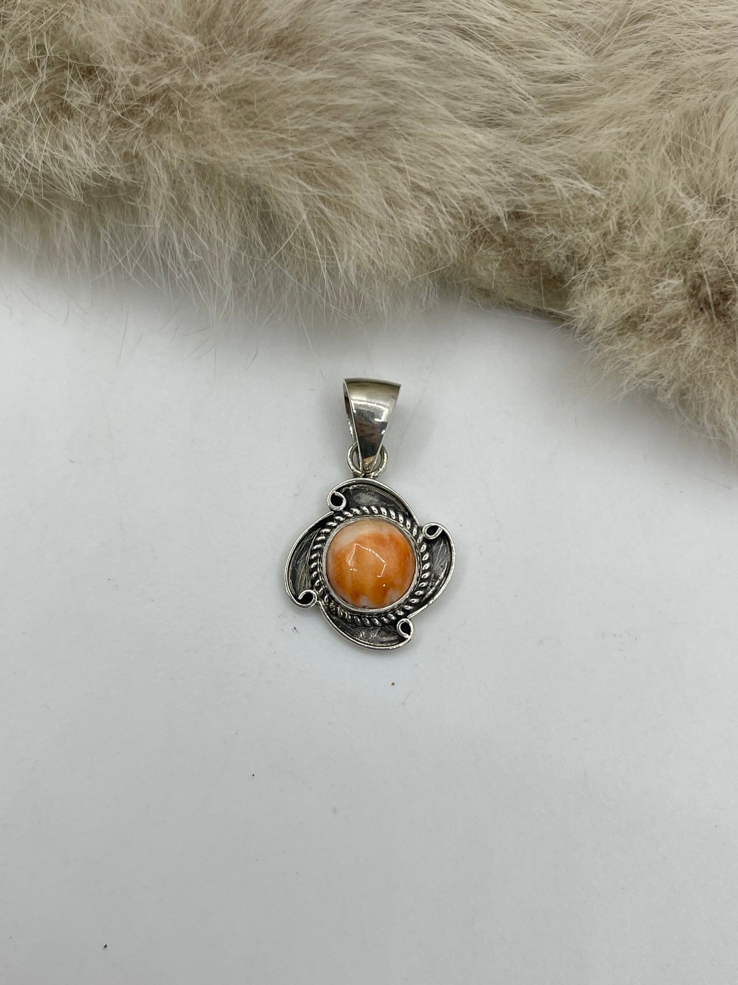 5.8mm Bail Orange Spiny Oyster Shell Pendant
