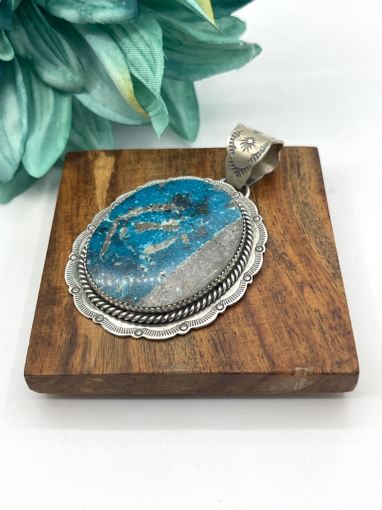 Chrysocolla Pendant with 10.5mm Bale by Jeff Largo, Navajo
