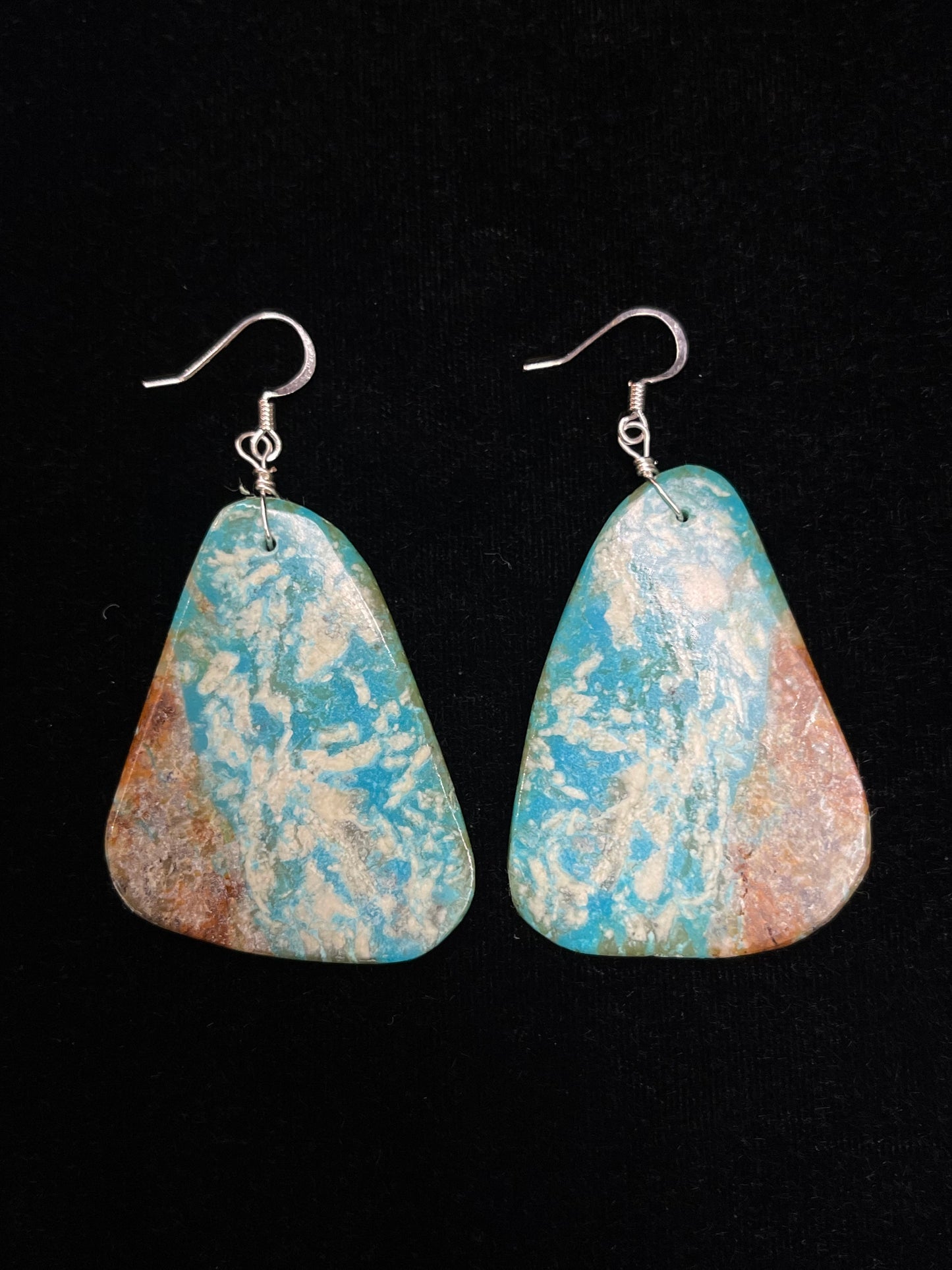 Turquoise Slab Earrings by Joe & Joann Garcia, Santo Domingo