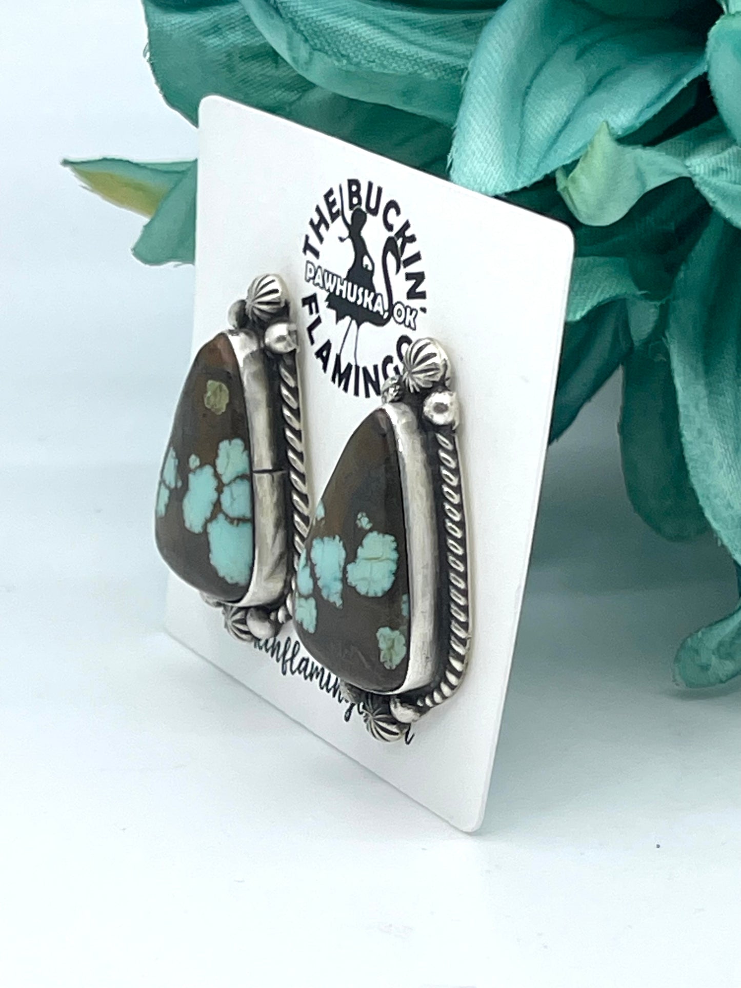 #8 Turquoise Top Post Earrings by Elouise Kee, Navajo