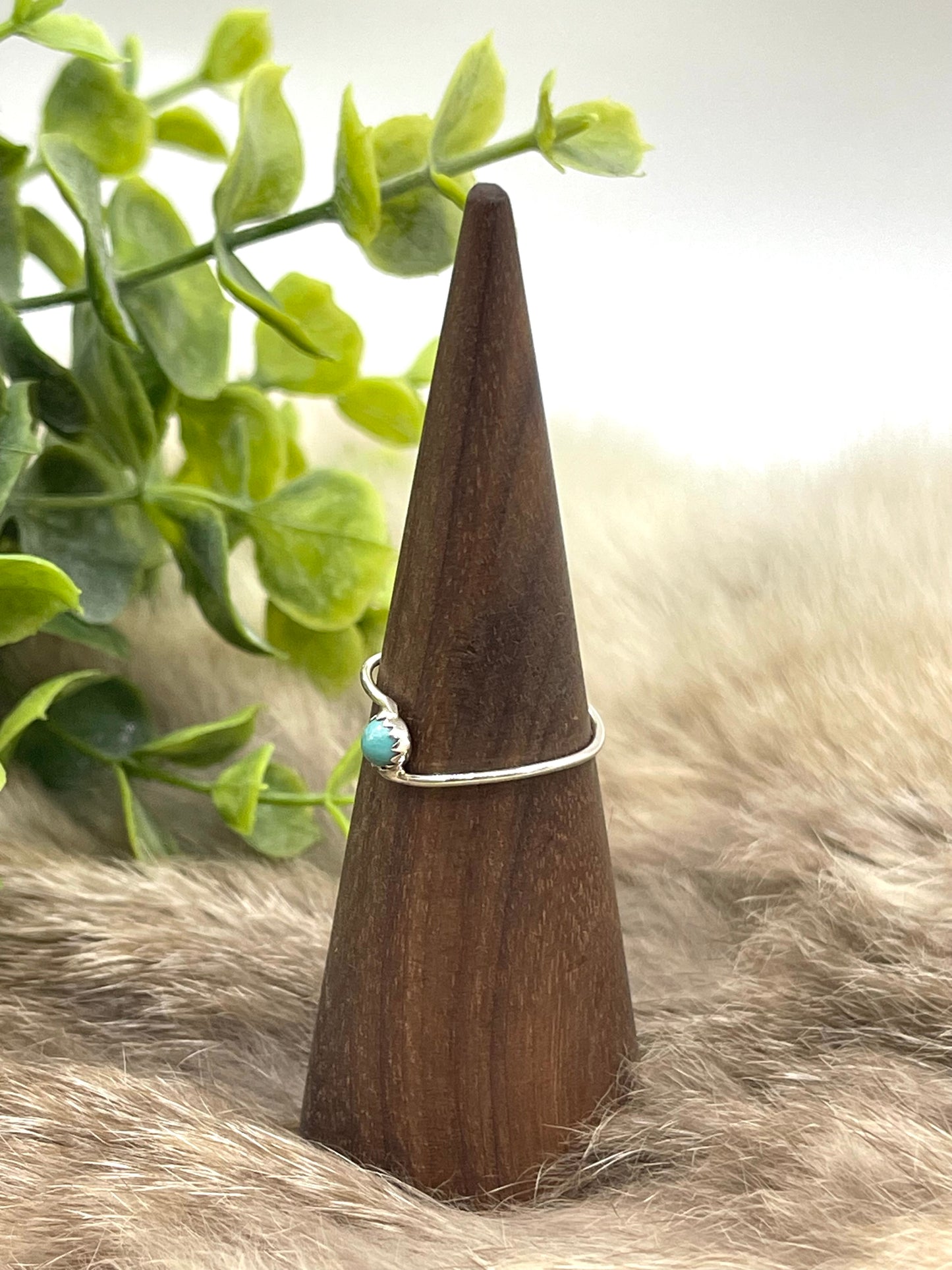 7.5 Dainty Turquoise Ring by Dorothy Yazzie, Navajo