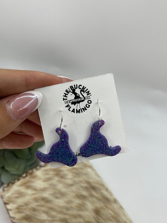 Purple Opal Skull Dangle Earrings