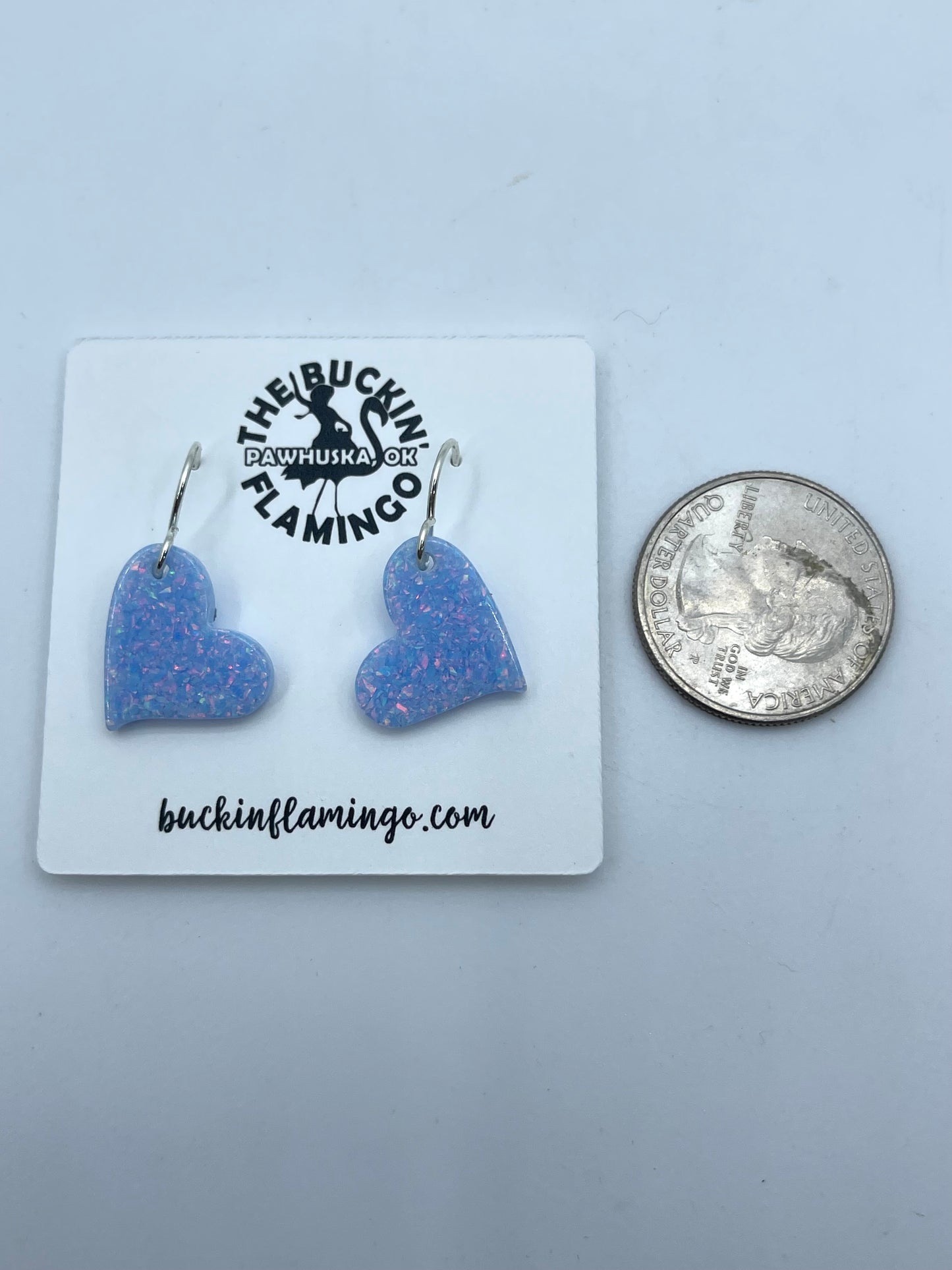Blue Opal Heart Slab Earrings