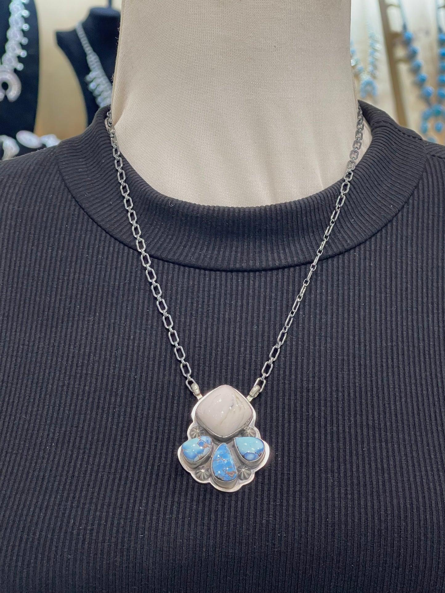 20" Golden Hills Turquoise & White Buffalo Necklace