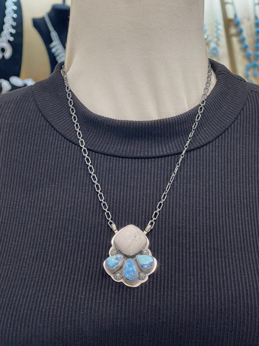 20" Golden Hills Turquoise & White Buffalo Necklace