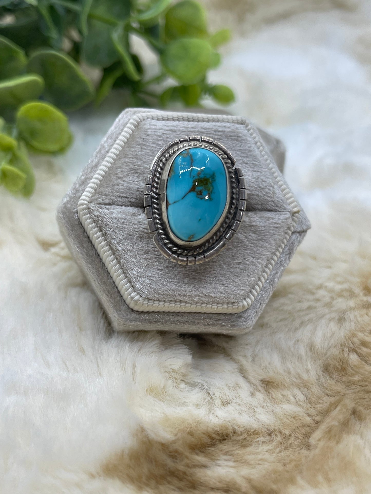 5.0 Kingman Turquoise Ring by Peggy Skeets, Navajo