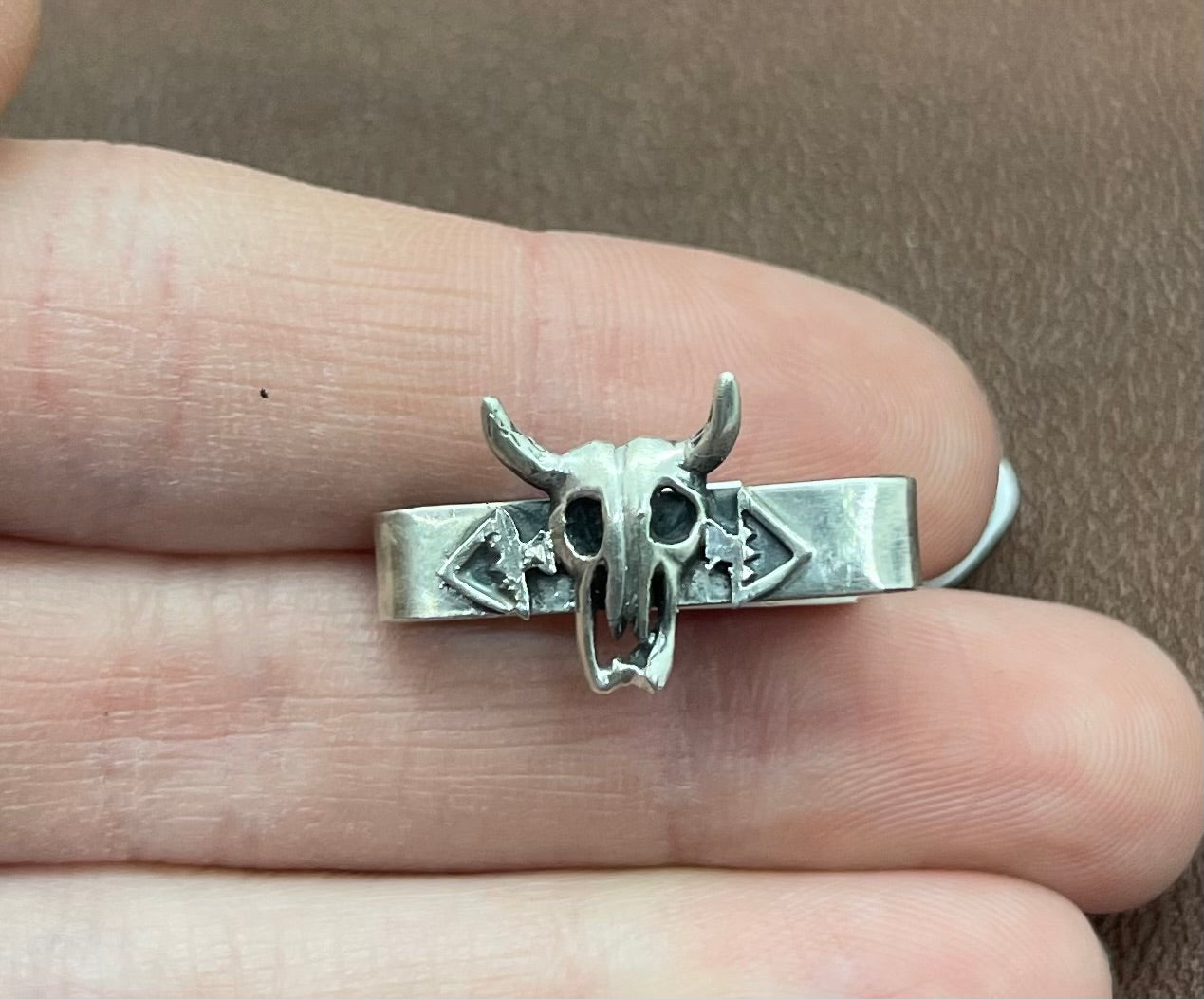 20.2mm Sterling Silver Steer Head Skull Watch Charm by David Lopez, Navajo