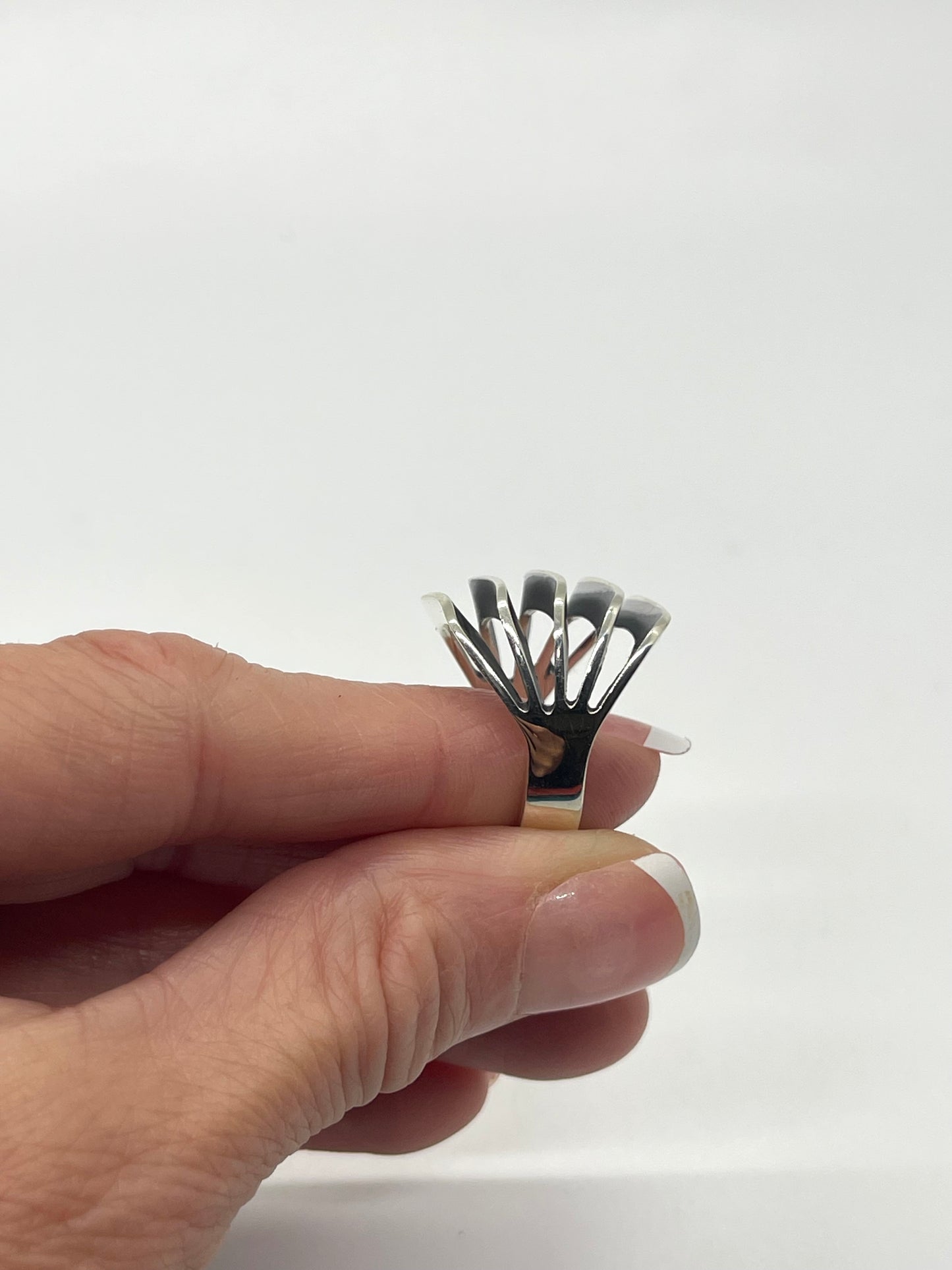 7.0 4 Row Sterling Silver Ring by James Bahe, Navajo