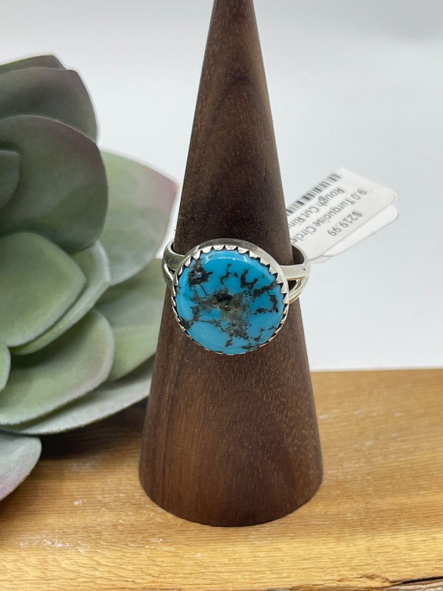9.0 Turquoise Circle Rough Cut Ring