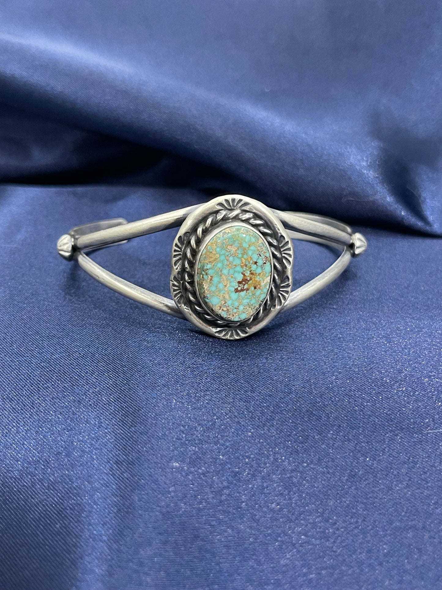 5.5" - 7" Single Stone Turquoise Cuff