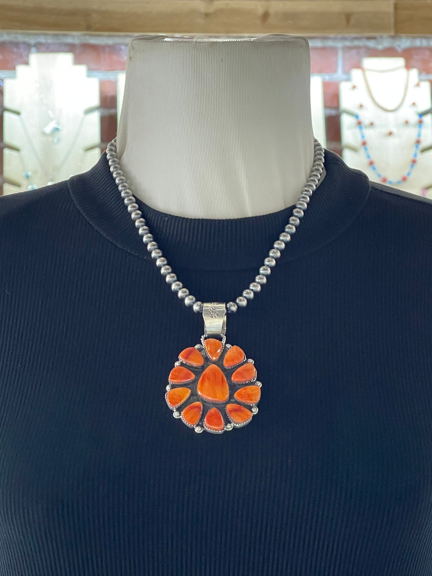 18" Orange Spiny Cluster Necklace