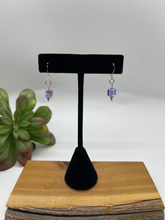 Pinky Purple Swarovski Crystal Dangle Earrings