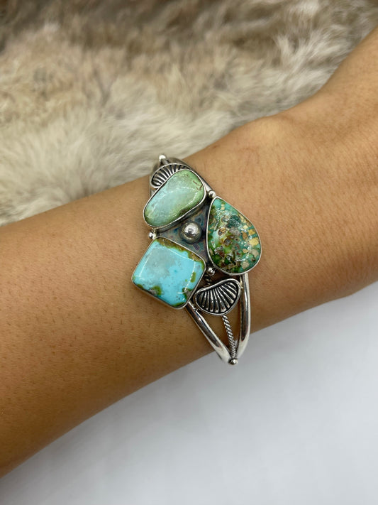 6”-8” 3 Stone Sonoran Gold Turquoise Cuff