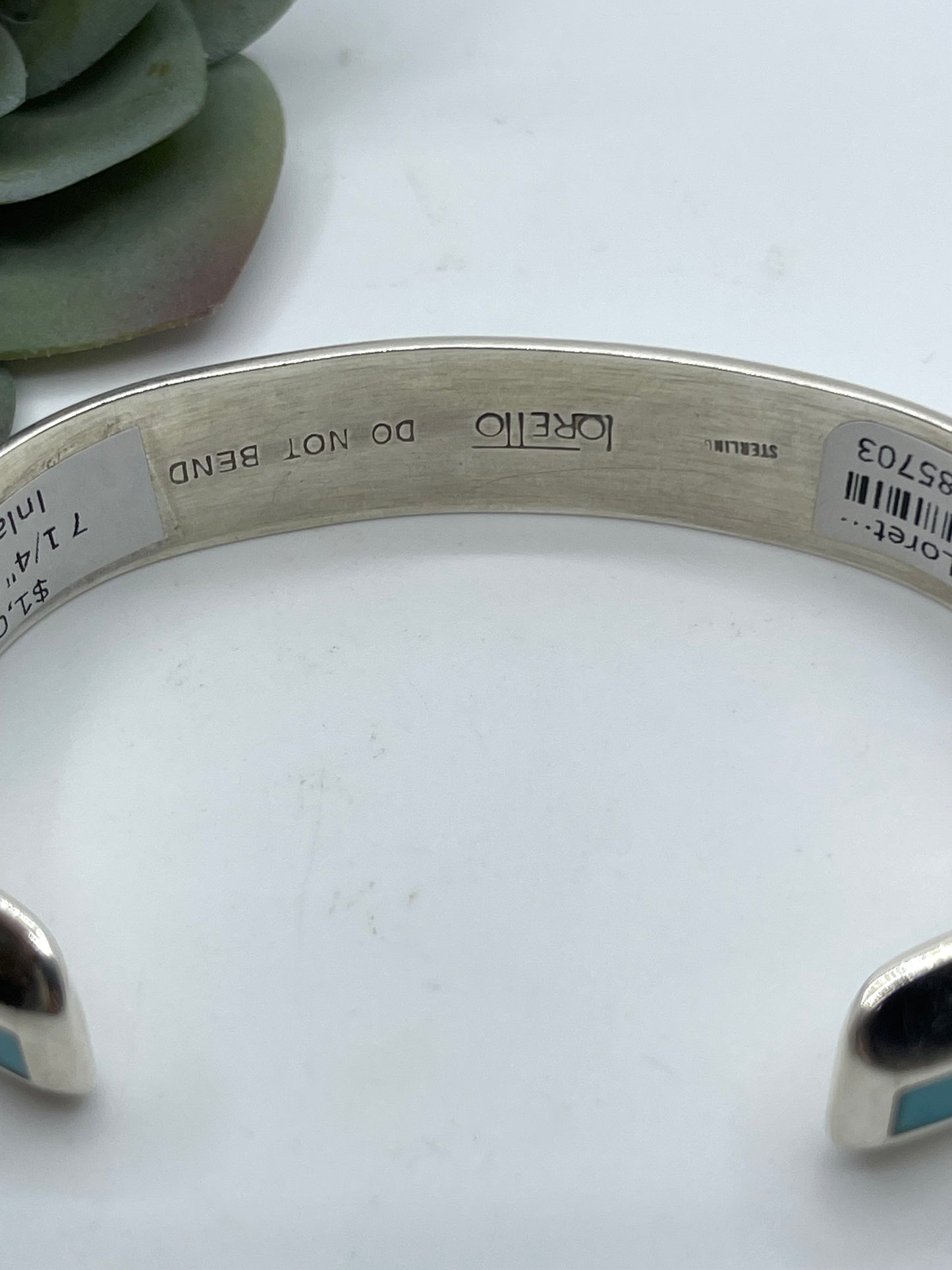 7 1/4" Turquoise Inlay Cuff by Lawrence Loretto, Zuni