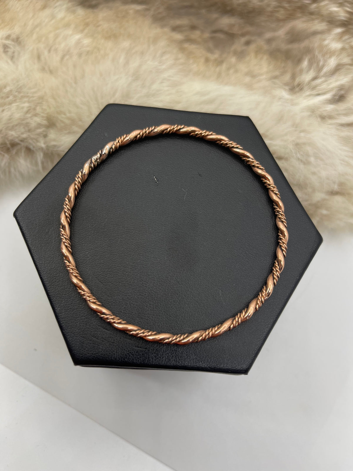 Copper Twisted Wire Bangle by Elaine Tahe, Navajo